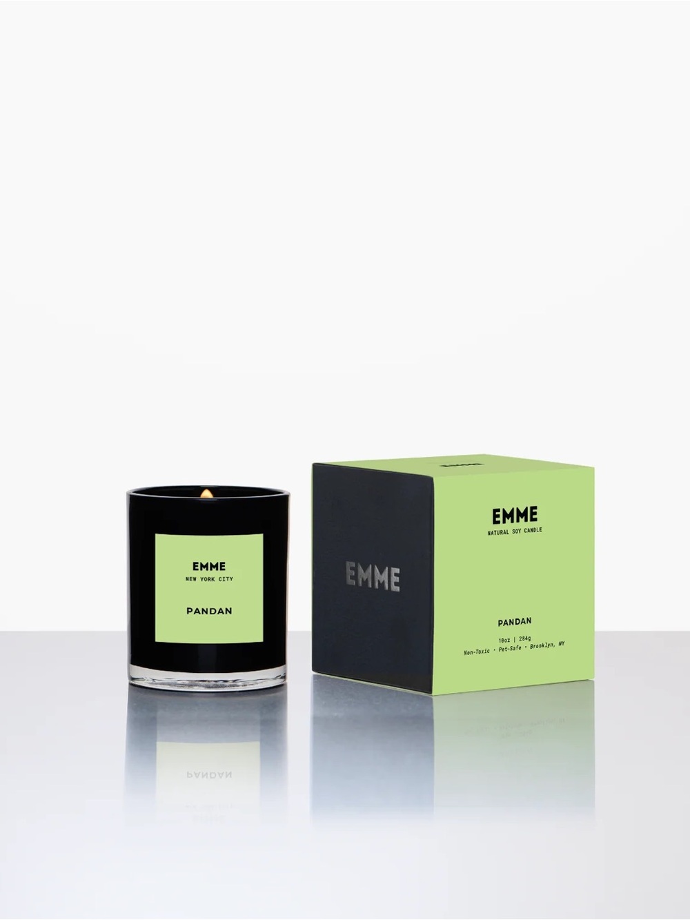 Pandan Scented Candle - Black & Lime Green